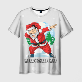 Мужская футболка 3D с принтом Dab Santa Merry Christmas , 100% полиэфир | прямой крой, круглый вырез горловины, длина до линии бедер | 