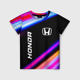 Детская футболка 3D с принтом Honda speed lights , 100% гипоаллергенный полиэфир | прямой крой, круглый вырез горловины, длина до линии бедер, чуть спущенное плечо, ткань немного тянется | 