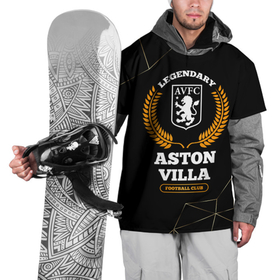 Накидка на куртку 3D с принтом Лого Aston Villa и надпись legendary football club на темном фоне в Санкт-Петербурге, 100% полиэстер |  | 