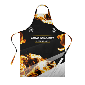 Фартук 3D с принтом Galatasaray legendary sport fire в Новосибирске, 100% полиэстер | общий размер — 65 х 85 см, ширина нагрудника — 26 см, горловина — 53 см, длина завязок — 54 см, общий обхват в поясе — 173 см. Принт на завязках и на горловине наносится с двух сторон, на основной части фартука — только с внешней стороны | 