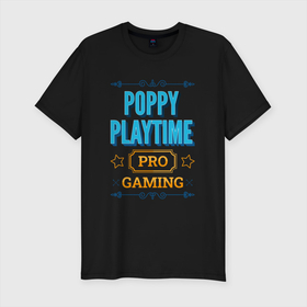 Мужская футболка хлопок Slim с принтом Игра Poppy Playtime pro gaming в Новосибирске, 92% хлопок, 8% лайкра | приталенный силуэт, круглый вырез ворота, длина до линии бедра, короткий рукав | Тематика изображения на принте: 