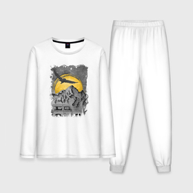 Мужская пижама хлопок (с лонгсливом) с принтом Бездорожье и сова в Тюмени,  |  | 
