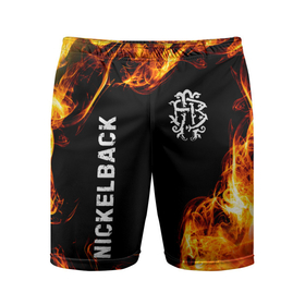 Мужские шорты спортивные с принтом Nickelback и пылающий огонь в Петрозаводске,  |  | 