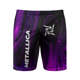 Мужские шорты спортивные с принтом Metallica violet plasma в Екатеринбурге,  |  | 