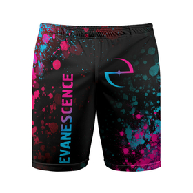 Мужские шорты спортивные с принтом Evanescence   neon gradient: символ и надпись вертикально ,  |  | 
