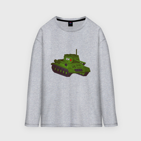 Мужской лонгслив oversize хлопок с принтом Самый обычный танк в Курске,  |  | Тематика изображения на принте: 