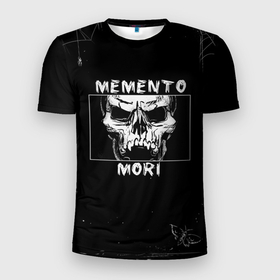 Мужская футболка 3D Slim с принтом Skull   Memento mori в Екатеринбурге, 100% полиэстер с улучшенными характеристиками | приталенный силуэт, круглая горловина, широкие плечи, сужается к линии бедра | 