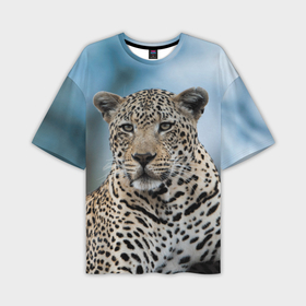 Мужская футболка oversize 3D с принтом Леопард африканский в Екатеринбурге,  |  | 