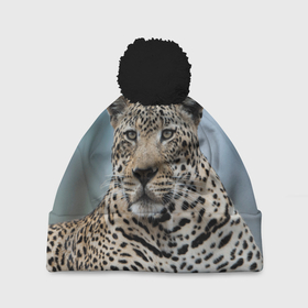 Шапка 3D c помпоном с принтом Леопард африканский в Белгороде, 100% полиэстер | универсальный размер, печать по всей поверхности изделия | 