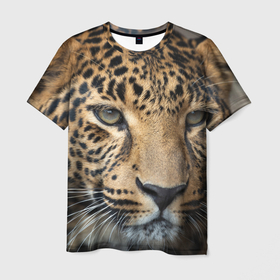 Мужская футболка 3D с принтом Молодой леопард в Санкт-Петербурге, 100% полиэфир | прямой крой, круглый вырез горловины, длина до линии бедер | 