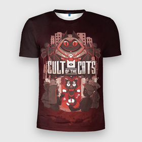 Мужская футболка 3D Slim с принтом Dark Cult Of The Cats в Курске, 100% полиэстер с улучшенными характеристиками | приталенный силуэт, круглая горловина, широкие плечи, сужается к линии бедра | 