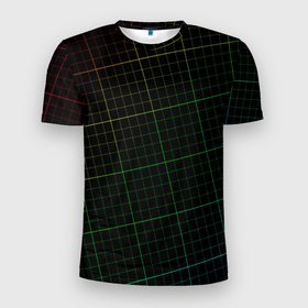 Мужская футболка 3D Slim с принтом Разметка осциллографа   текстура в Кировске, 100% полиэстер с улучшенными характеристиками | приталенный силуэт, круглая горловина, широкие плечи, сужается к линии бедра | 