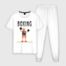 Мужская пижама хлопок с принтом Боксер из мультика Boxing , 100% хлопок | брюки и футболка прямого кроя, без карманов, на брюках мягкая резинка на поясе и по низу штанин
 | 