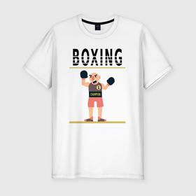 Мужская футболка хлопок Slim с принтом Боксер из мультика Boxing в Кировске, 92% хлопок, 8% лайкра | приталенный силуэт, круглый вырез ворота, длина до линии бедра, короткий рукав | 