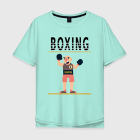 Мужская футболка хлопок Oversize с принтом Боксер из мультика Boxing в Екатеринбурге, 100% хлопок | свободный крой, круглый ворот, “спинка” длиннее передней части | 