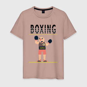 Мужская футболка хлопок с принтом Боксер из мультика Boxing в Санкт-Петербурге, 100% хлопок | прямой крой, круглый вырез горловины, длина до линии бедер, слегка спущенное плечо. | 
