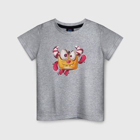 Детская футболка хлопок с принтом летающий конфетный монстр , 100% хлопок | круглый вырез горловины, полуприлегающий силуэт, длина до линии бедер | 