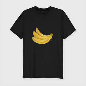 Мужская футболка хлопок Slim с принтом Бананы жёлтые в Курске, 92% хлопок, 8% лайкра | приталенный силуэт, круглый вырез ворота, длина до линии бедра, короткий рукав | бананы | еда | жёлтый | лето | три банана | фрукт