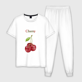 Мужская пижама хлопок с принтом Cherry вишня в Кировске, 100% хлопок | брюки и футболка прямого кроя, без карманов, на брюках мягкая резинка на поясе и по низу штанин
 | cherry | вишня | еда | красный | лето | фрукты