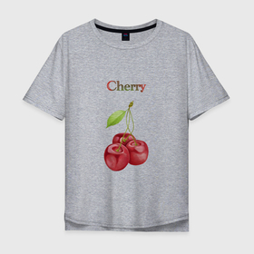 Мужская футболка хлопок Oversize с принтом Cherry вишня в Новосибирске, 100% хлопок | свободный крой, круглый ворот, “спинка” длиннее передней части | cherry | вишня | еда | красный | лето | фрукты