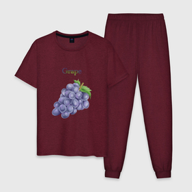 Мужская пижама хлопок с принтом Grape виноград в Тюмени, 100% хлопок | брюки и футболка прямого кроя, без карманов, на брюках мягкая резинка на поясе и по низу штанин
 | grape | виноград | еда | лето | фрукты | ягоды