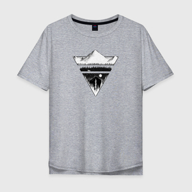 Мужская футболка хлопок Oversize с принтом Внедорожник в горах в Екатеринбурге, 100% хлопок | свободный крой, круглый ворот, “спинка” длиннее передней части | 