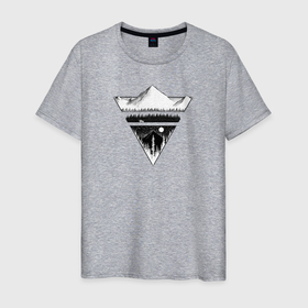 Мужская футболка хлопок с принтом Внедорожник в горах в Санкт-Петербурге, 100% хлопок | прямой крой, круглый вырез горловины, длина до линии бедер, слегка спущенное плечо. | 