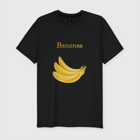 Мужская футболка хлопок Slim с принтом Bananas, бананы в Курске, 92% хлопок, 8% лайкра | приталенный силуэт, круглый вырез ворота, длина до линии бедра, короткий рукав | bananas | бананы | еда | желтый | лето | фрукты