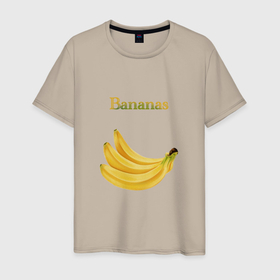 Мужская футболка хлопок с принтом Bananas, бананы в Кировске, 100% хлопок | прямой крой, круглый вырез горловины, длина до линии бедер, слегка спущенное плечо. | Тематика изображения на принте: bananas | бананы | еда | желтый | лето | фрукты