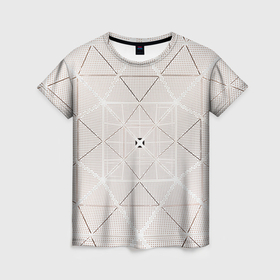 Женская футболка 3D с принтом Абстрактные геометрические линии и точки , 100% полиэфир ( синтетическое хлопкоподобное полотно) | прямой крой, круглый вырез горловины, длина до линии бедер | 