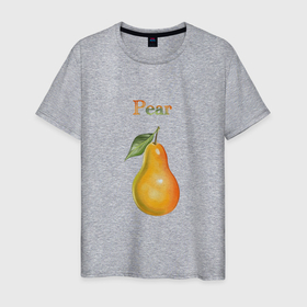 Мужская футболка хлопок с принтом Pear груша в Тюмени, 100% хлопок | прямой крой, круглый вырез горловины, длина до линии бедер, слегка спущенное плечо. | pear | груша | еда | лето | растения | фрукты