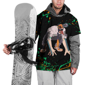 Накидка на куртку 3D с принтом Дэндзи на корточках в Курске, 100% полиэстер |  | anime | chainsaw man | denji | аниме | анимэ | дэндзи | человек бензопила