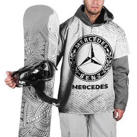 Накидка на куртку 3D с принтом Mercedes с потертостями на светлом фоне в Петрозаводске, 100% полиэстер |  | 