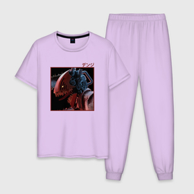Мужская пижама хлопок с принтом Evil Denji , 100% хлопок | брюки и футболка прямого кроя, без карманов, на брюках мягкая резинка на поясе и по низу штанин
 | anime | chainsaw man | denji | аниме | анимэ | дэндзи | человек бензопила