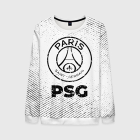 Мужской свитшот 3D с принтом PSG с потертостями на светлом фоне в городе Новоалтайск, 100% полиэстер с мягким внутренним слоем | круглый вырез горловины, мягкая резинка на манжетах и поясе, свободная посадка по фигуре | 