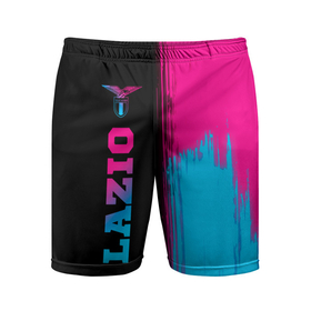 Мужские шорты спортивные с принтом Lazio   neon gradient: по вертикали ,  |  | 