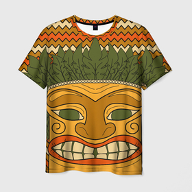 Мужская футболка 3D с принтом Polynesian tiki CONFUSED в Курске, 100% полиэфир | прямой крой, круглый вырез горловины, длина до линии бедер | 
