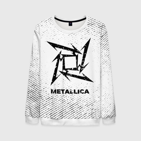Мужской свитшот 3D с принтом Metallica с потертостями на светлом фоне в городе Новоалтайск, 100% полиэстер с мягким внутренним слоем | круглый вырез горловины, мягкая резинка на манжетах и поясе, свободная посадка по фигуре | 