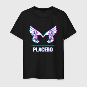 Мужская футболка хлопок с принтом Placebo glitch rock в Екатеринбурге, 100% хлопок | прямой крой, круглый вырез горловины, длина до линии бедер, слегка спущенное плечо. | 
