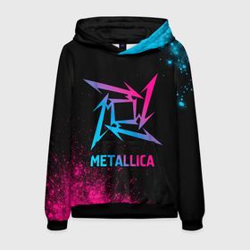 Мужская толстовка 3D с принтом Metallica   neon gradient в Петрозаводске, 100% полиэстер | двухслойный капюшон со шнурком для регулировки, мягкие манжеты на рукавах и по низу толстовки, спереди карман-кенгуру с мягким внутренним слоем. | 