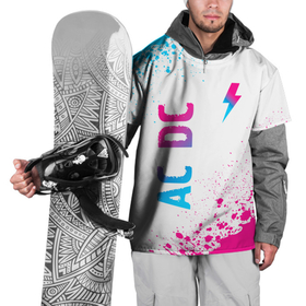 Накидка на куртку 3D с принтом AC DC neon gradient style: символ и надпись вертикально в Курске, 100% полиэстер |  | 