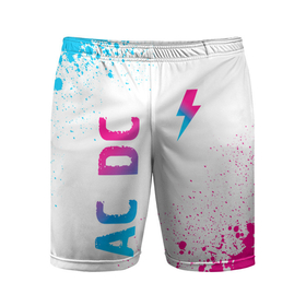 Мужские шорты спортивные с принтом AC DC neon gradient style: символ и надпись вертикально в Курске,  |  | 