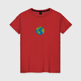 Женская футболка хлопок с принтом Минималистичная Земля в Курске, 100% хлопок | прямой крой, круглый вырез горловины, длина до линии бедер, слегка спущенное плечо | 