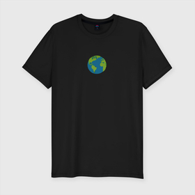 Мужская футболка хлопок Slim с принтом Минималистичная Земля в Санкт-Петербурге, 92% хлопок, 8% лайкра | приталенный силуэт, круглый вырез ворота, длина до линии бедра, короткий рукав | 