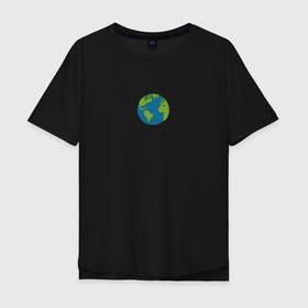 Мужская футболка хлопок Oversize с принтом Минималистичная Земля в Санкт-Петербурге, 100% хлопок | свободный крой, круглый ворот, “спинка” длиннее передней части | 