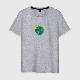 Мужская футболка хлопок с принтом Минималистичная Земля в Петрозаводске, 100% хлопок | прямой крой, круглый вырез горловины, длина до линии бедер, слегка спущенное плечо. | 