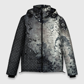 Мужская зимняя куртка 3D с принтом Рваный металл на болтах в Екатеринбурге, верх — 100% полиэстер; подкладка — 100% полиэстер; утеплитель — 100% полиэстер | длина ниже бедра, свободный силуэт Оверсайз. Есть воротник-стойка, отстегивающийся капюшон и ветрозащитная планка. 

Боковые карманы с листочкой на кнопках и внутренний карман на молнии. | armor | bolted | iron | metal mesh | rust | torn metal | броня | железо | металлическая сетка | на болтах | рваный металл | ржавчина
