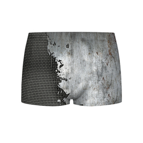 Мужские трусы 3D с принтом Рваный металл на сетке в Екатеринбурге, 50% хлопок, 50% полиэстер | классическая посадка, на поясе мягкая тканевая резинка | armor | iron | metal mesh | rust | torn metal | броня | железо | металлическая сетка | рваный металл | ржавчина