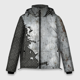 Мужская зимняя куртка 3D с принтом Рваный металл на сетке в Белгороде, верх — 100% полиэстер; подкладка — 100% полиэстер; утеплитель — 100% полиэстер | длина ниже бедра, свободный силуэт Оверсайз. Есть воротник-стойка, отстегивающийся капюшон и ветрозащитная планка. 

Боковые карманы с листочкой на кнопках и внутренний карман на молнии. | armor | iron | metal mesh | rust | torn metal | броня | железо | металлическая сетка | рваный металл | ржавчина