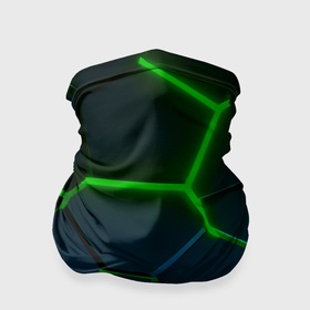 Бандана-труба 3D с принтом Разлом зеленых неоновых плит   геометрия в Екатеринбурге, 100% полиэстер, ткань с особыми свойствами — Activecool | плотность 150‒180 г/м2; хорошо тянется, но сохраняет форму | 